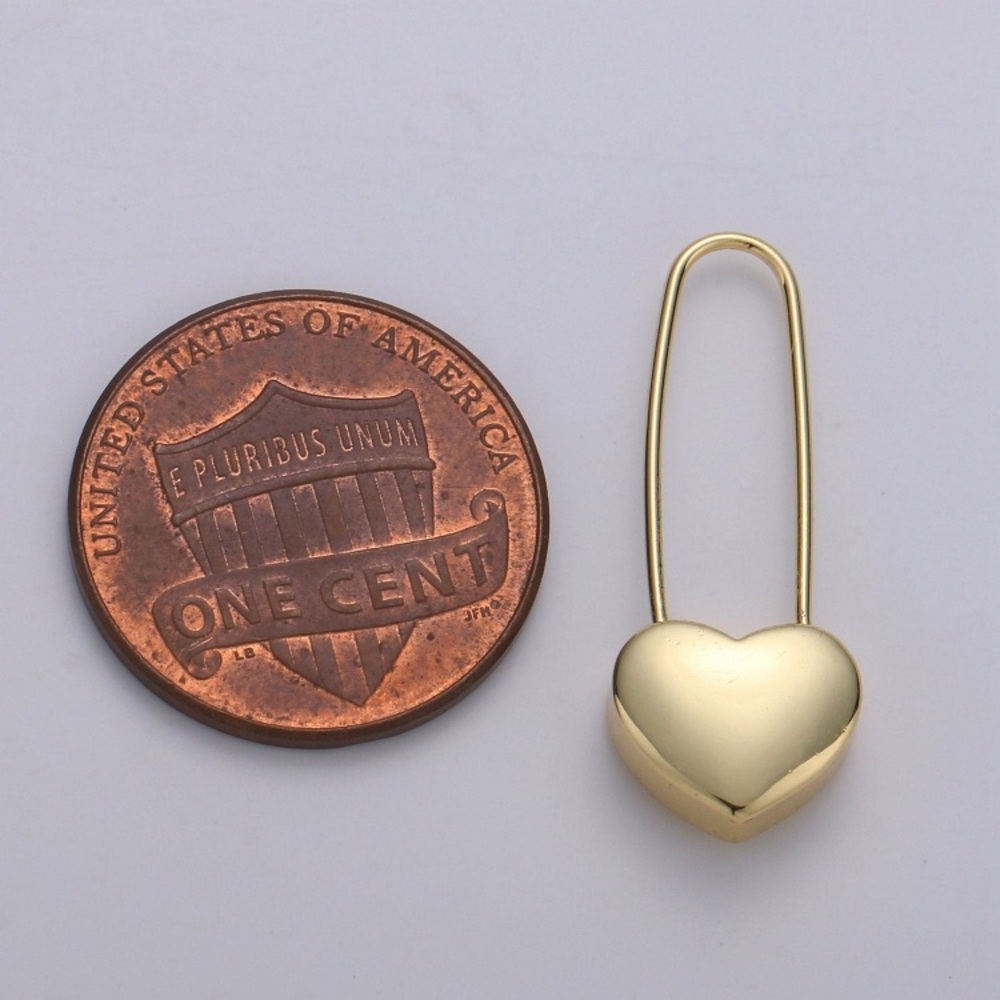 24K gold dangle heart earrings - Picture 4 of 5